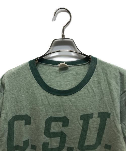 Champion（チャンピオン）Champion (チャンピオン) 染み込みリンガーTシャツ グリーン サイズ:Mの古着・服飾アイテム