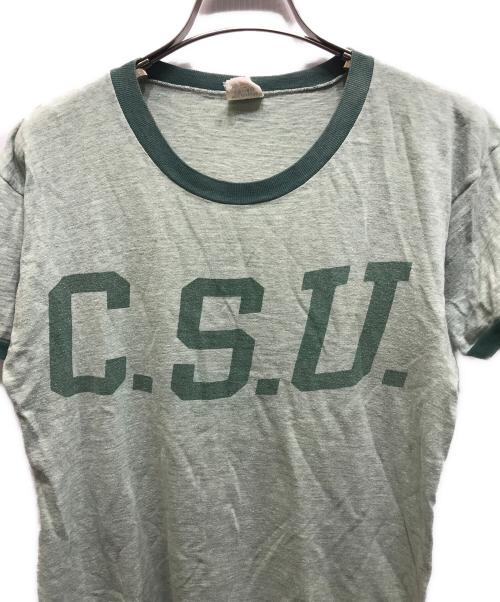 Champion（チャンピオン）Champion (チャンピオン) 染み込みリンガーTシャツ グリーン サイズ:Mの古着・服飾アイテム