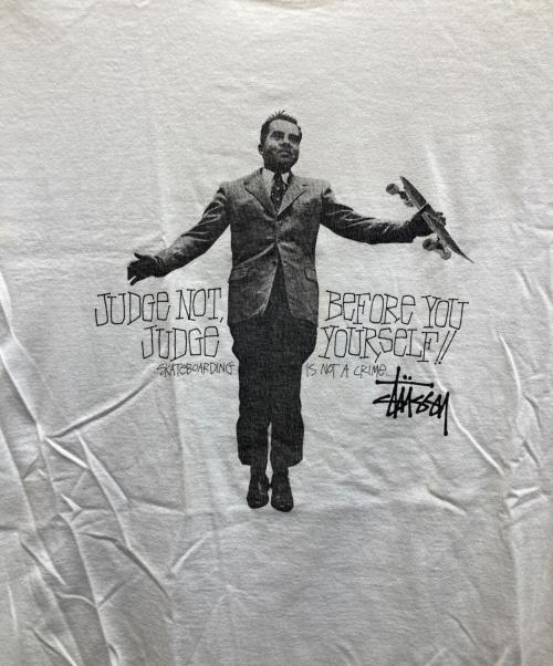 stussy（ステューシー）stussy (ステューシー) フォトTシャツ Nixon ホワイト サイズ:Lの古着・服飾アイテム