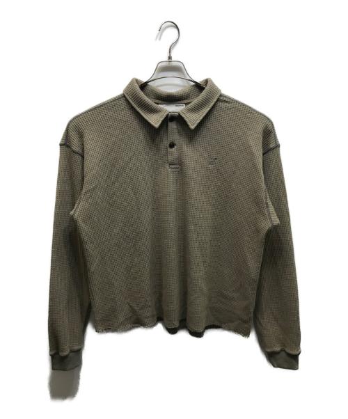 Diaspora Skateboards（ディアスポラスケートボードズ）Diaspora skateboards (ディアスポラスケートボードズ) Waffle L/S Polo カーキ サイズ:Lの古着・服飾アイテム