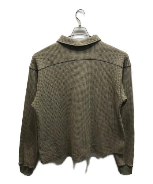 Diaspora Skateboards（ディアスポラスケートボードズ）Diaspora skateboards (ディアスポラスケートボードズ) Waffle L/S Polo カーキ サイズ:Lの古着・服飾アイテム
