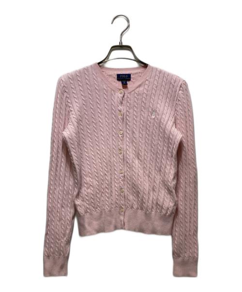 POLO RALPH LAUREN（ポロ・ラルフローレン）POLO RALPH LAUREN (ポロ・ラルフローレン) ケーブルニットカーディガン ピンク サイズ: XL(16)の古着・服飾アイテム