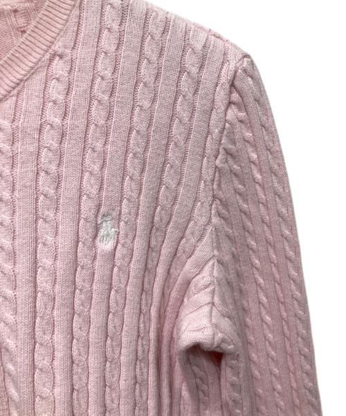 POLO RALPH LAUREN（ポロ・ラルフローレン）POLO RALPH LAUREN (ポロ・ラルフローレン) ケーブルニットカーディガン ピンク サイズ: XL(16)の古着・服飾アイテム