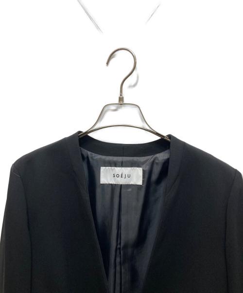 SOEJU（ソージュ）SOEJU (ソージュ) ロングノーカラージャケット ブラック サイズ:Ｌの古着・服飾アイテム