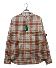 WHIMSY（ウィムジー）の古着「PLAID STAND COLLAR SHIRT」｜ベージュ