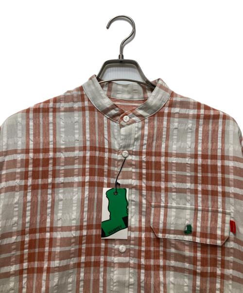 WHIMSY（ウィムジー）WHIMSY (ウィムジー) PLAID STAND COLLAR SHIRT ベージュ サイズ:Mの古着・服飾アイテム