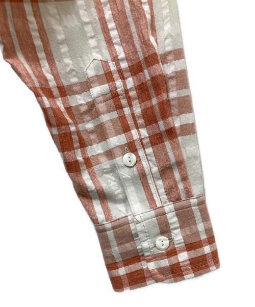 WHIMSY（ウィムジー）WHIMSY (ウィムジー) PLAID STAND COLLAR SHIRT ベージュ サイズ:Mの古着・服飾アイテム