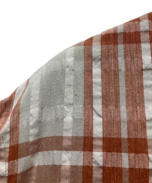 WHIMSY（ウィムジー）WHIMSY (ウィムジー) PLAID STAND COLLAR SHIRT ベージュ サイズ:Mの古着・服飾アイテム