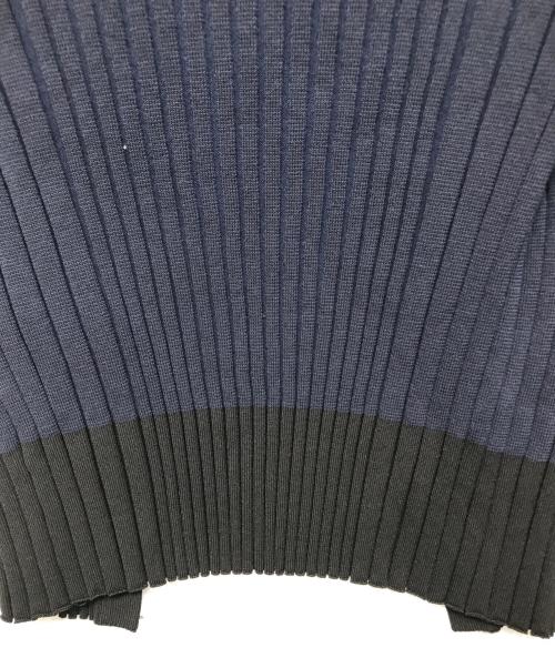 maison kitsune（メゾンキツネ）MAISON KITSUNE (メゾンキツネ) E ベイビー フォックス プリーツ リブカーディガン ネイビー サイズ:Mの古着・服飾アイテム