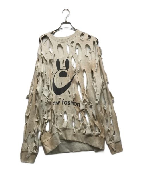 RequaL≡（リコール）RequaL≡ (リコール) NIKEEY ダメージ加工 スウェット ホワイト サイズ:3の古着・服飾アイテム