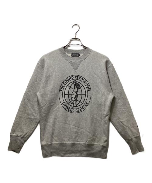 Hysteric Glamour（ヒステリックグラマー）Hysteric Glamour (ヒステリックグラマー) オーバーサイズスウェット　02213CS03 グレー サイズ:Mの古着・服飾アイテム