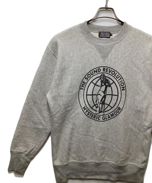 Hysteric Glamour（ヒステリックグラマー）Hysteric Glamour (ヒステリックグラマー) オーバーサイズスウェット　02213CS03 グレー サイズ:Mの古着・服飾アイテム