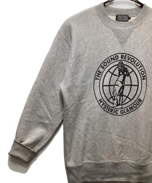Hysteric Glamour（ヒステリックグラマー）Hysteric Glamour (ヒステリックグラマー) オーバーサイズスウェット　02213CS03 グレー サイズ:Mの古着・服飾アイテム
