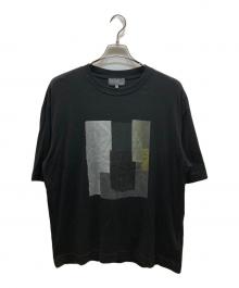 MARGARET HOWELL（マーガレットハウエル）の古着「COLLAGE PRINT COTTON JERSEY TOP」｜ブラック