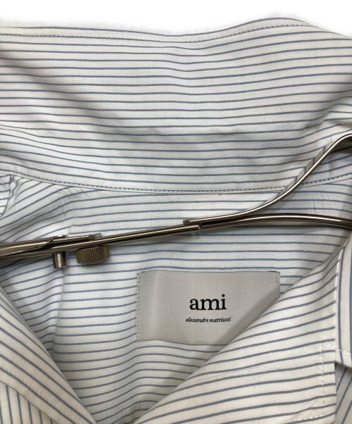 AMI Alexandre Mattiussi（アミアレクサンドルマテュッシ）AMI Alexandre Mattiussi (アミアレクサンドルマテュッシ) STRIPPED S/S SHIRT ホワイト サイズ:Lの古着・服飾アイテム