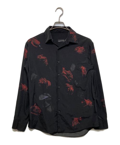 LAD MUSICIAN（ラッドミュージシャン）LAD MUSICIAN (ラッドミュージシャン) DECHINE STANDARD SHIRT INKJET ROSE PHOTO ブラック サイズ:44の古着・服飾アイテム