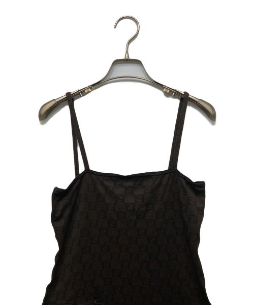 FENDI（フェンディ）FENDI (フェンディ) ズッカ柄 サイドライン キャミソールワンピース ブラウン サイズ:42の古着・服飾アイテム
