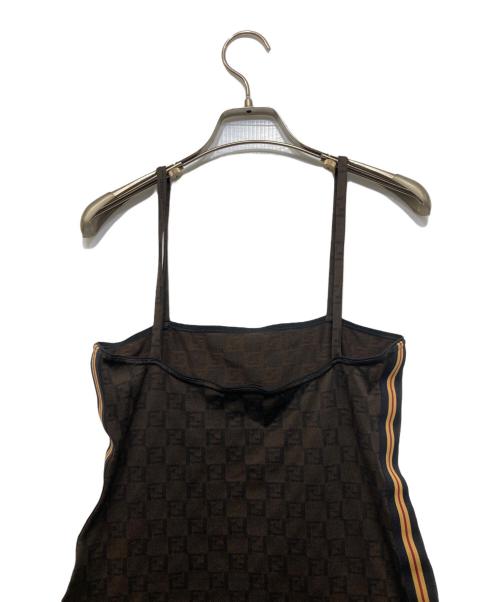 FENDI（フェンディ）FENDI (フェンディ) ズッカ柄 サイドライン キャミソールワンピース ブラウン サイズ:42の古着・服飾アイテム