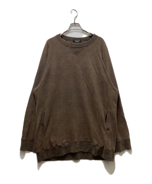 UNDERCOVER（アンダーカバー）UNDERCOVER (アンダーカバー) 21SS ボロ加工ワイドスウェット UC1A4802 / クルーネックスウェット ブラウン サイズ:3の古着・服飾アイテム