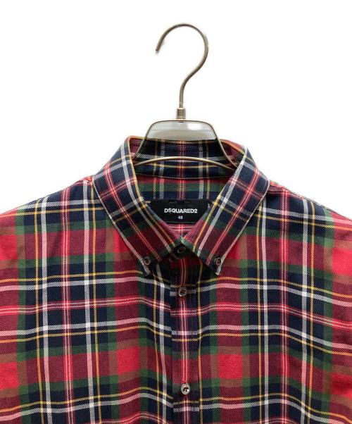 DSQUARED2（ディースクエアード）DSQUARED2 (ディースクエアード) エルボーパッチチェックシャツ レッド サイズ:48の古着・服飾アイテム
