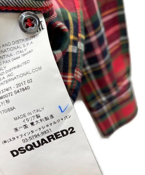 DSQUARED2（ディースクエアード）DSQUARED2 (ディースクエアード) エルボーパッチチェックシャツ レッド サイズ:48の古着・服飾アイテム