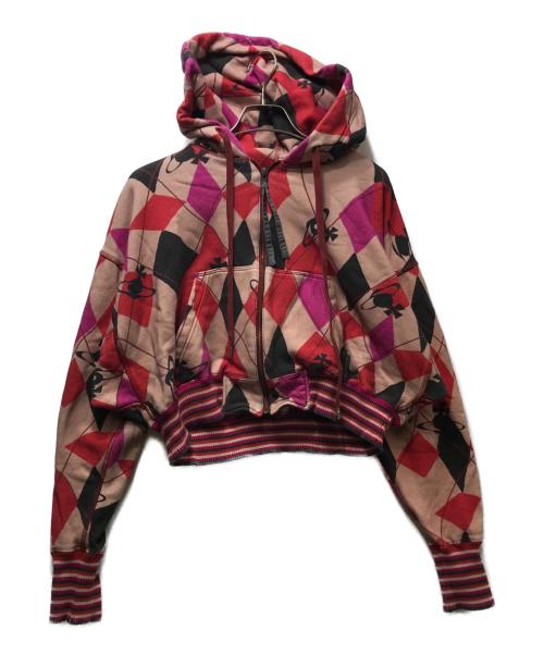 Vivienne Westwood RED LABEL（ヴィヴィアンウエストウッドレッドレーベル）Vivienne Westwood RED LABEL (ヴィヴィアンウエストウッドレッドレーベル) アーガイルジップパーカー レッド サイズ:00の古着・服飾アイテム