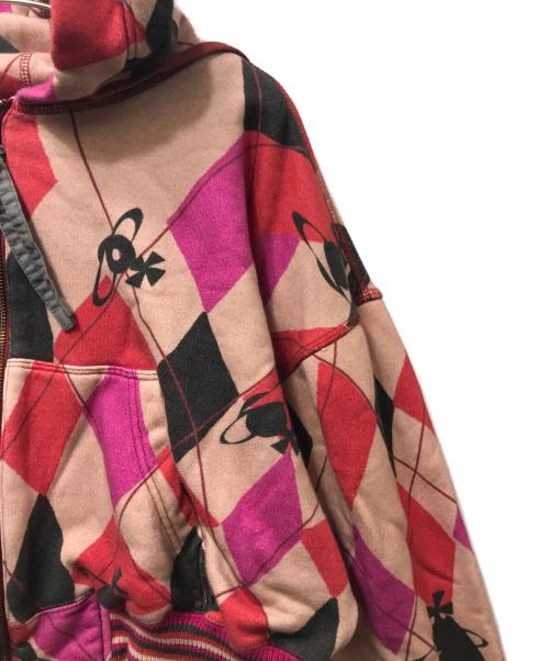 Vivienne Westwood RED LABEL（ヴィヴィアンウエストウッドレッドレーベル）Vivienne Westwood RED LABEL (ヴィヴィアンウエストウッドレッドレーベル) アーガイルジップパーカー レッド サイズ:00の古着・服飾アイテム