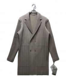 HOMME PLISSE ISSEY MIYAKE（オム プリッセ イッセイ ミヤケ）の古着「LINEN LIKEプリーツコート」｜ベージュ