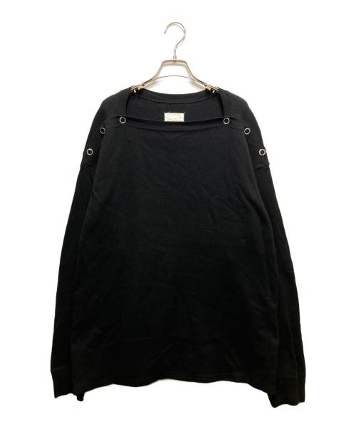 TAKAHIROMIYASHITA TheSoloIst.（タカヒロミヤシタ ザソロイスト）TAKAHIROMIYASHITA TheSoloIst. (タカヒロミヤシタ ザソロイスト) shoulder buttoned boat neck heavy themal shirt. ブラック サイズ:44の古着・服飾アイテム