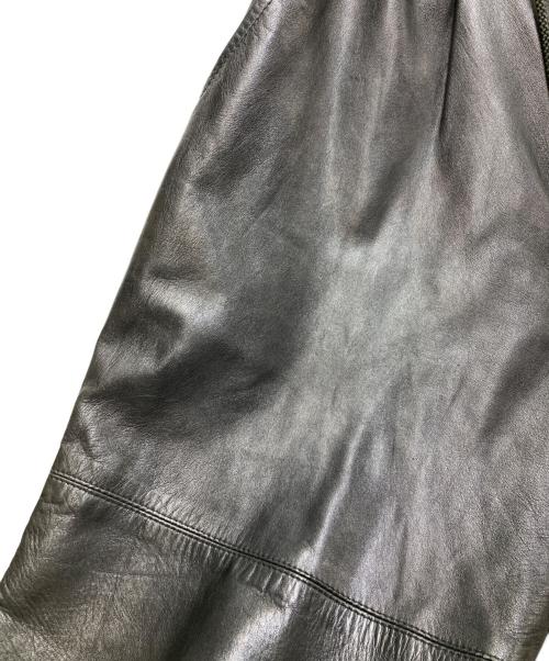 ISSEY MIYAKE（イッセイミヤケ）ISSEY MIYAKE (イッセイミヤケ) ロゴ入りラムレザーワイドパンツ ブラック サイズ:Mの古着・服飾アイテム