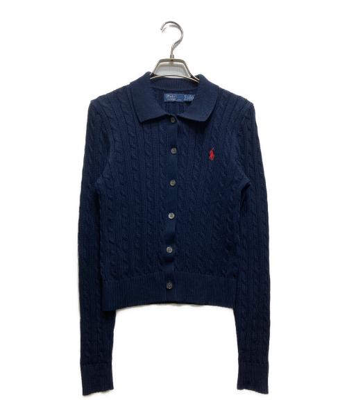 POLO RALPH LAUREN（ポロ・ラルフローレン）POLO RALPH LAUREN (ポロ・ラルフローレン) ケーブルニット コットン カーディガン ネイビー サイズ:XSの古着・服飾アイテム