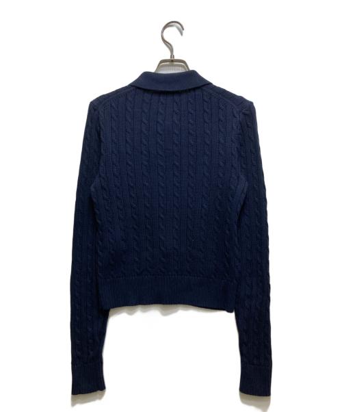 POLO RALPH LAUREN（ポロ・ラルフローレン）POLO RALPH LAUREN (ポロ・ラルフローレン) ケーブルニット コットン カーディガン ネイビー サイズ:XSの古着・服飾アイテム