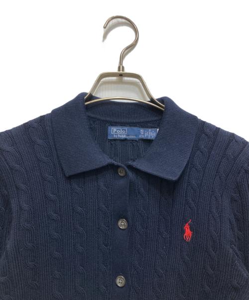 POLO RALPH LAUREN（ポロ・ラルフローレン）POLO RALPH LAUREN (ポロ・ラルフローレン) ケーブルニット コットン カーディガン ネイビー サイズ:XSの古着・服飾アイテム