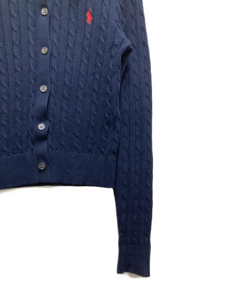 POLO RALPH LAUREN（ポロ・ラルフローレン）POLO RALPH LAUREN (ポロ・ラルフローレン) ケーブルニット コットン カーディガン ネイビー サイズ:XSの古着・服飾アイテム