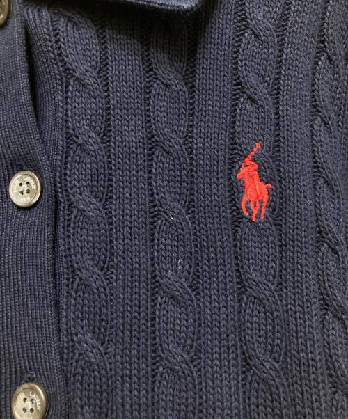 POLO RALPH LAUREN（ポロ・ラルフローレン）POLO RALPH LAUREN (ポロ・ラルフローレン) ケーブルニット コットン カーディガン ネイビー サイズ:XSの古着・服飾アイテム