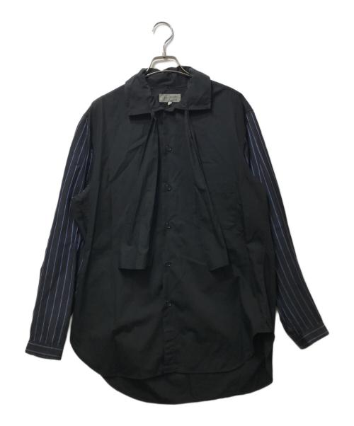 Yohji Yamamoto pour homme（ヨウジヤマモト プールオム）Yohji Yamamoto pour homme (ヨウジヤマモト プールオム) 19SS ストール付きシャツ HH-B06-800 ブラック サイズ:2の古着・服飾アイテム
