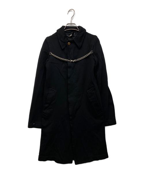 COMME des GARCONS COMME des GARCONS（コムデギャルソン コムデギャルソン）COMME des GARCONS COMME des GARCONS (コムデギャルソン コムデギャルソン) チェーンデザイン ポリエステル縮絨コート ブラック サイズ:SSの古着・服飾アイテム