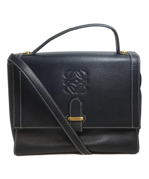 LOEWE（ロエベ）LOEWE (ロエベ) アナグラムレザーショルダーバッグ ネイビーの古着・服飾アイテム