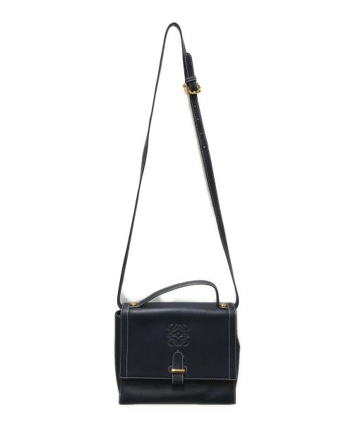 LOEWE（ロエベ）LOEWE (ロエベ) アナグラムレザーショルダーバッグ ネイビーの古着・服飾アイテム