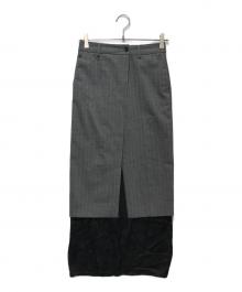 MM6 Maison Margiela（エムエムシックスメゾンマルジェラ）の古着「ラップスカート付ストライプロングスカート」｜グレー