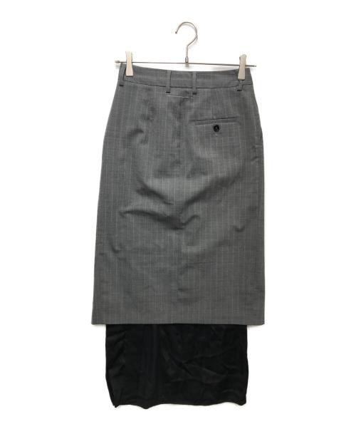 MM6 Maison Margiela（エムエムシックスメゾンマルジェラ）MM6 Maison Margiela (エムエムシックスメゾンマルジェラ) ラップスカート付ストライプロングスカート グレー サイズ:36の古着・服飾アイテム