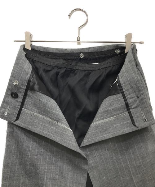MM6 Maison Margiela（エムエムシックスメゾンマルジェラ）MM6 Maison Margiela (エムエムシックスメゾンマルジェラ) ラップスカート付ストライプロングスカート グレー サイズ:36の古着・服飾アイテム