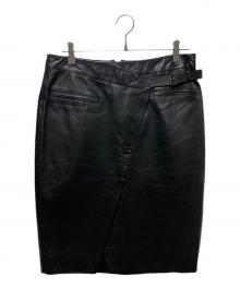 HELMUT LANG（ヘルムートラング）の古着「ラムレザースカート」｜ブラック