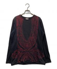 DRIES VAN NOTEN（ドリスヴァンノッテン）の古着「総柄プリントロングスリーブカットソー」｜ブラック