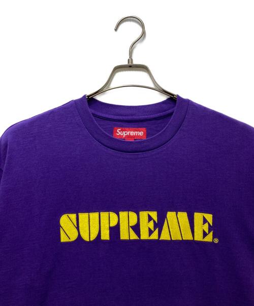 SUPREME（シュプリーム）Supreme (シュプリーム) Stencil Embroidered S/S Top パープル サイズ:Lの古着・服飾アイテム