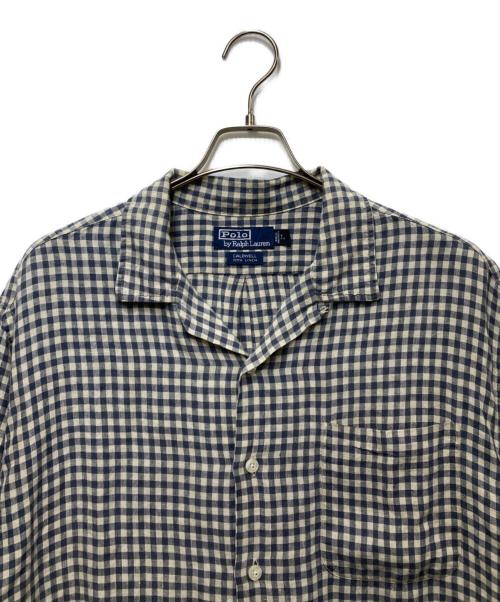 POLO RALPH LAUREN（ポロ・ラルフローレン）POLO RALPH LAUREN (ポロ・ラルフローレン) ギンガムチェックリネンシャツ ホワイト×ネイビー サイズ:Ｌの古着・服飾アイテム