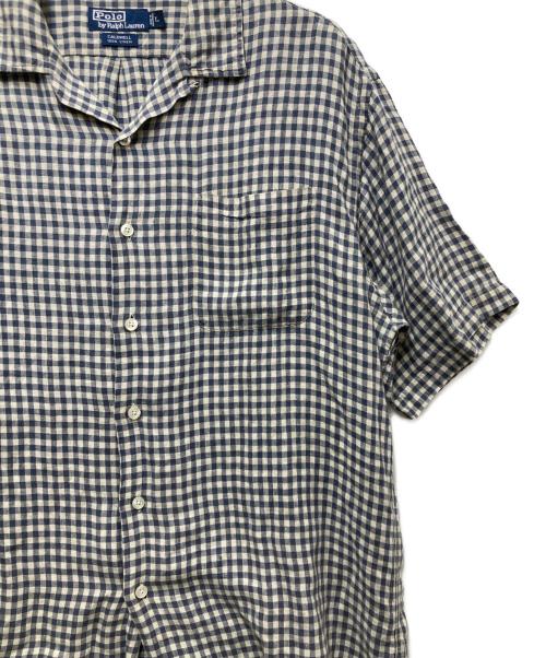 POLO RALPH LAUREN（ポロ・ラルフローレン）POLO RALPH LAUREN (ポロ・ラルフローレン) ギンガムチェックリネンシャツ ホワイト×ネイビー サイズ:Ｌの古着・服飾アイテム