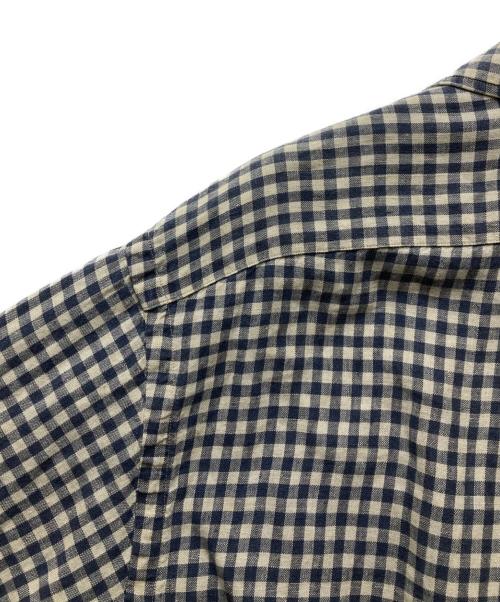 POLO RALPH LAUREN（ポロ・ラルフローレン）POLO RALPH LAUREN (ポロ・ラルフローレン) ギンガムチェックリネンシャツ ホワイト×ネイビー サイズ:Ｌの古着・服飾アイテム