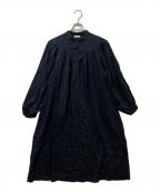 fog linen workフォグリネンワーク）の古着「リネン長袖ワンピース」｜ネイビー