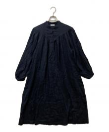 fog linen work（フォグリネンワーク）の古着「リネン長袖ワンピース」｜ネイビー
